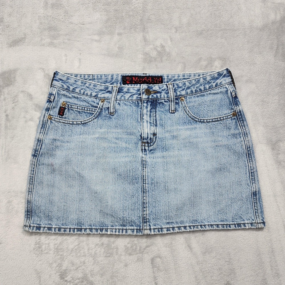 Vintage Mudd Skirt Women 11 Juniors Blue Denim Mini 5 Pocket Low Rise Casual Y2K